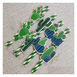 Bere cannucce di carta biodegradabile STS ecologico Colore ecologico fai da te Cactus Juice St Birthday Party Decorat Dhumh
