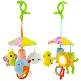 Rattles Mobiles Baby Barnvagn Crib Pram Bed Hanging Toy Accessories Musik Roterande plyschtecknad Söt tillåtelse av lugnande handeye -koordination 230309