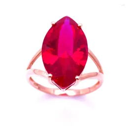 Rings Rings Classic Craftsmanship 585 Purple Gold 14k Rose Quived Marquise Shape Ruby for Women Court Style Charm Jewelry