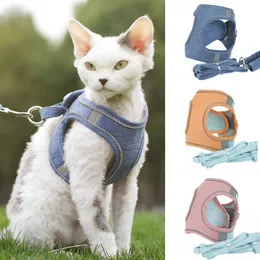 Cat Collars Leads Harness With Walking Lead Leash Small Medium Dogs s Adjustable Harnesses Reflective Strip For Chihuahua Ragdoll 230309