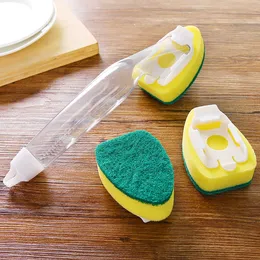 Sponges Scouring Pads Dish Cleaning Brush Set Soap Dispenser with Handle Dishwasher Cleaning Tool Scrubber Head Replacement Kitchen Sink Sponge Brush R230309