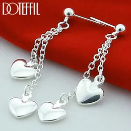 Charm Doteffil 925 Sterling Silver Solid Heart Drop Earrings For Woman Wedding Engagement Fashion Party Charm smycken L230309