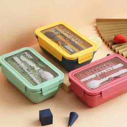 Moda Microondas Split lanching Box Contêiner portátil Plástico Saída de plástico de plástico Bento lancheira com talheres RRA