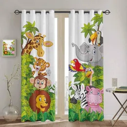 Schlafzimmer Küche Vorhang Cartoon Zoo Tiere Sammlung Dschungel Kind Fenster Vorhänge Vorhänge für Wohnzimmer Dekoration Artikel LJ20243G