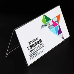 20x10 cm stor akryl Clear Desktop Etikett Display Holder Card Tag Stand Rack Exhibitions Meetings Produktprisetikett Display LX4143