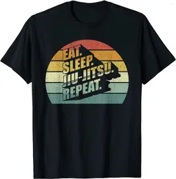 Men's T Shirts Vintage Retro Eat Sleep Jiu-Jitsu Repeat Brazilian Jiu Jitsu T-Shirt