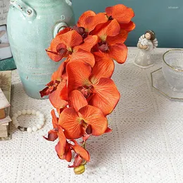 Decorative Flowers Super Large Vintage Butterfly Orchid Artificial Silk Blue Wedding Garden Room Decor Flores Artificiales