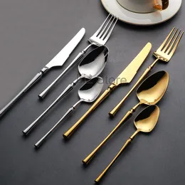 4Pcs/Set Stainless Steel Tableware Gold Cutlery Knife Spoon Fork Set Kitchen Dinnerware Food Steak Knives Forks Soup Coffes Scoop TH0839