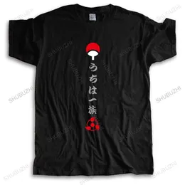 Camisetas masculinas masculino de gola alta da moda de algodão Camiseta Anime Sasuke Uchiha Homens unissex Summer T-shirt casual estilo solto tops de tamanho maior G230309