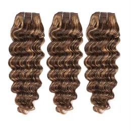 Honey Blonde Deep Wave Mixed 4 27 Hair Bundles Deep Wave Virgin Hair Raw Indian Hair Extensions Piano Color Weaves257A