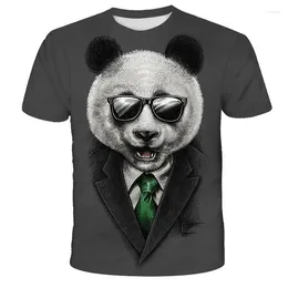 Camisetas masculinas 2023 moda fofa impressão 3D Chinesa camisa panda homem menino verão infantil tee tops