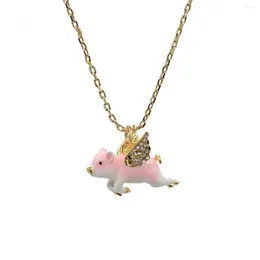Подвесные ожерелья милые маленькие 3D летающие свиньи с эмалевым ожерельем скота
