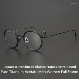 Okulary przeciwsłoneczne ramy japońskie ręcznie robione czyste okulary tytanowe rama kmn139 retro okrągła klasyczna moda mężczyźni kobiety pełne okulary okulary