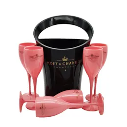 Moet chandon Secchiello per il ghiaccio nero e rosa Bicchiere da vino Calici in acrilico Bicchieri da champagne Bar per matrimoni Party Bottle Cooler 3000ml2512