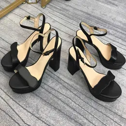 Platform Thick Heel Sandals Womens Shoe Fashion Open Toe Leather Dress Shoes Sexy Formal Wear Elegant Temperament Office Shoes 8.5cm 10.5cm 34-42 With Box NO261
