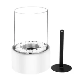 装飾的な置物オブジェクトテーブルトップファイアピット暖炉ツールミニポータブルボウル風力防止ガラスカバーエタノールフォーデコレーション