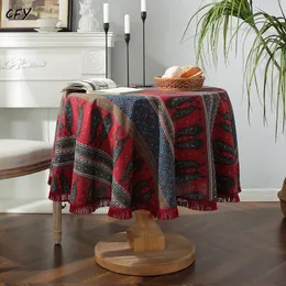 Tanta de mesa Boho algodão linho de algodão com borlas redondo toque de mesa de mesa Tapa de piquenique para capa