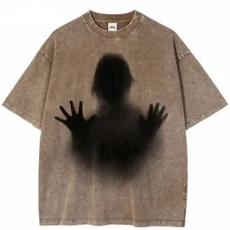 T-shirty męskie vintage retro pranie t-shirt męskie koszulki harajuku hip hop streetwear sos cień graficzny thirt letnie topy z krótkim rękawem G230309