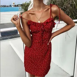 Casual Dresses Sexy Women's Floral Short Mini Dress Halter Sleeveless Evening Party Boho Strappy Beach Summer Ladies Sundress 2 Colors