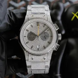 다이아몬드 시계 45mm 남성 수입 타이밍 석영 운동 시계 사파이어 방수 손목 시계 Montre de Luxe