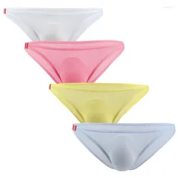 Underbyxor 4/10 Pack Mens Sexiga underkläder Ice Silk Ultra-tunna andningsbara sömlösa gay sissy trosor påse Bikini Briefs