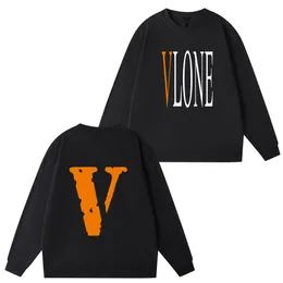 Men's Hoodie VLONE sweater Men's autumn and winter 2023 lovers casual long sleeve round neck black top sports sweater Women