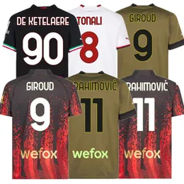 Men's T-shirts Ibrahimovic 22 23 Jerseys Pulisic Giroud De Ketelaere R. Leao Tonali Theo Shirt Kids Kit Sets Uniform Enfants Ac Milans