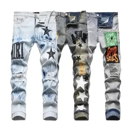 Дизайнерские мужские джинсы брюки разорванные бренды на главной улице панталоны Vaqueros para hombre Мотоциклевая вышивка