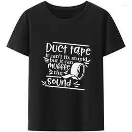 Мужские рубашки классическая печатная рубашка забавная лента Duck не может исправить глупость, но она может заглушить звук творческой модной фут тщато.