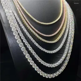 Ketten 925 Sterling Silber vergoldet 18K Weißgold Inset D Farbe VVSl Moissanit Diamant 5mm Damen Luxus Tennis Halskette U02