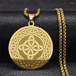 Hanger kettingen amulet keltische knoop ketting voor vrouwen/mannen roestvrijstalen goud kleur slavische sieraden kokkante n2348S01