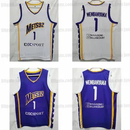 1 Виктор Вембанмама баскетбольные майки мужские маточные изделия Mens Levallois Mets92 фиолетовая белая рубашка Джерси