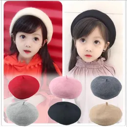 Kids Berets Wool Retro Adjustable Flat Caps Pumpkin Newspaper Painter Cap Winter Autumn Hat Classic Artistic Hats British Beret Boina Elastic Barett BC437