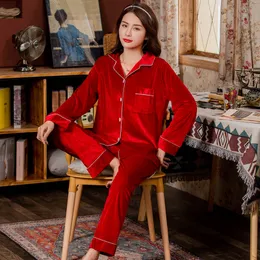 Kvinnors sömnkläder 5xl Stor 5xl Velvet Women Pyjama Set Wholesale Clothing Pyjamas Sleep Wear Long Sleeve Nightwear 100kg PJS Lounge Wear Pyjamas 230309