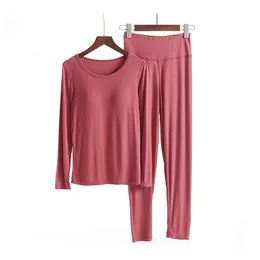 Kobietowa odzież snu FDFKLAK Zima piżama kobiety Długie rękaw Spit Home Suit Bra Pad Top Pant Pijamas Zestaw bawełny Pajama plus size M 4xl 230309