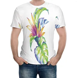 Herr t -skjortor topp tee tropiska blad och monstera med abstrakt färgschema hawaiian blommor element nyhet aktivitet tävling usa