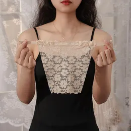 Canottiere Canotte Inserto floreale in pizzo Top a tubo avvolgente Reggiseno in rete Senza spalline Fodera antiriflesso Copertura pettorale regolabile Corsetto sovrapposto