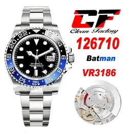 U1 Top AAA Luxe Watch Clean CF II GMT VR3186 Pepsi Orologi Da Uomo Automatico Red Blue Ceramic Black Black Dial