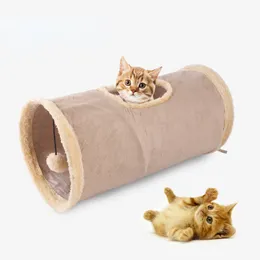 Cat Toys Pet Pelch Channel складной замшевой туннель Образовательная игрушка теплое зимнее интерактивное для припасов 230309