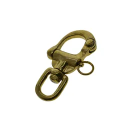 Nyckelringar Solid mässing Large Sverige Swivel Snap Pull Lock Carabiner Hook Snabbutgivning Nautiskt läder Craft Diy Keychains FOB