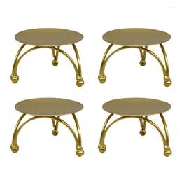 Świecane uchwyty w stylu europejskim żelaza retro okrągły stół Złoty dla domowych ornamentów 4PCS