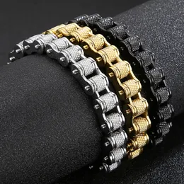 11mm Fashion Punk Bike Biker Kettenarmband Herren Damen Gold Silber Schwarz Edelstahl Motorrad Fahrrad Stil Armbänder Gliederkette Armreifen Schmuck