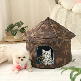 Kedi Yatak Mobilya açık su geçirmez s köpek evleri katlanabilir sıcak kış çadır yatak küçük orta evcil hayvan kapalı teepee aksesuarları 230309