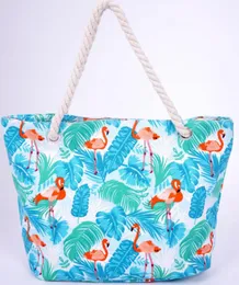 Canvas Flamingo Makeup Bag Creative Cartoon Hand Bags Women Outdoor Travel Camping Storage Sack Summer Beach väska Bomull Rop Kosmetiska väskor