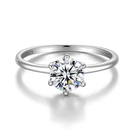 Real 0,5/1 ct d coloros moissanite diamante anéis de noivado para mulheres S925 Bandas de casamento de prata esterlina joias finas