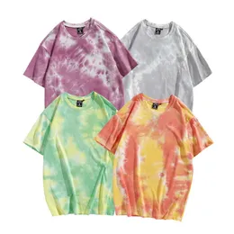 Men's T-Shirts Tie Dyed Colourful Harajuku Street Fashion Short Sleeved T-Shirt Men Women Unisex Summer Cotton Oversize Tees Casual Daily Wear G230309