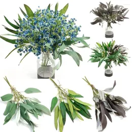 Decorative Flowers Home Decoration Desktop Ornament Floral Arrangement Lifelike Greenery Leaves Plants Wall Artificial Eucalyptus Branches