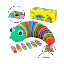 Декомпрессионная игрушка творческая артистика Slug Fidget 3D Образовательный цветовой рельефные игрушки для детей для детей Caterpillar Drop Gifts Dht6j
