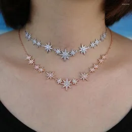 Correntes Moda Mulher Jóias Scutando Norte Estrelas Colares de Link para Engajamento Partamental Bling Mini Colar CZ fofo