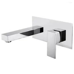 Bathroom Sink Faucets SKOWLL Faucet Wall Mount 2 Hole Single Handle Vanity Polished Chrome HG-1310